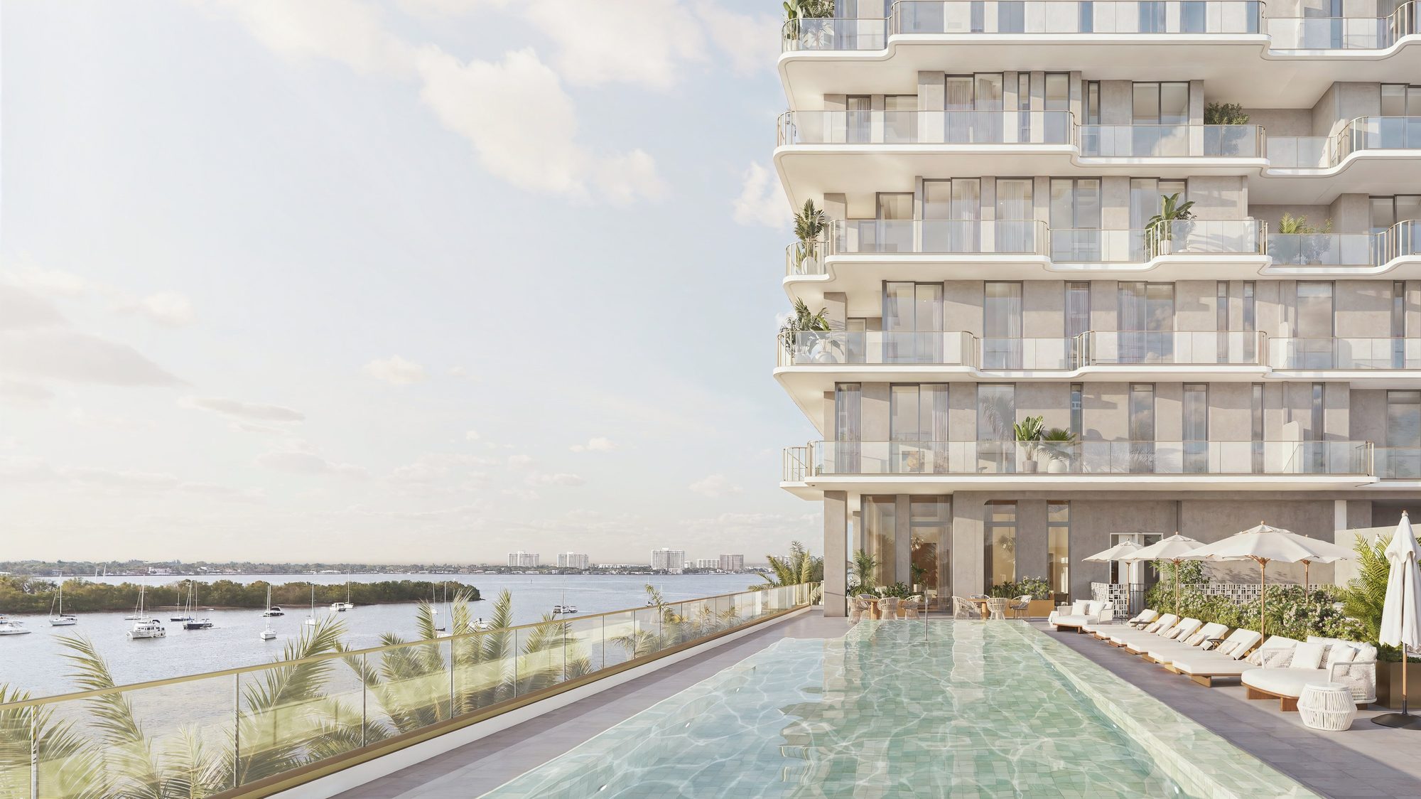 Resort pool and cabanas at Tula Residences